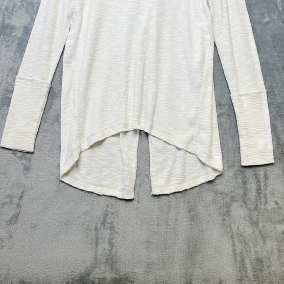 WE THE FREE Split Back Funnel Neck Tunic Top Textured Cotton Blend Ivory Sz S - Picture 6 of 11